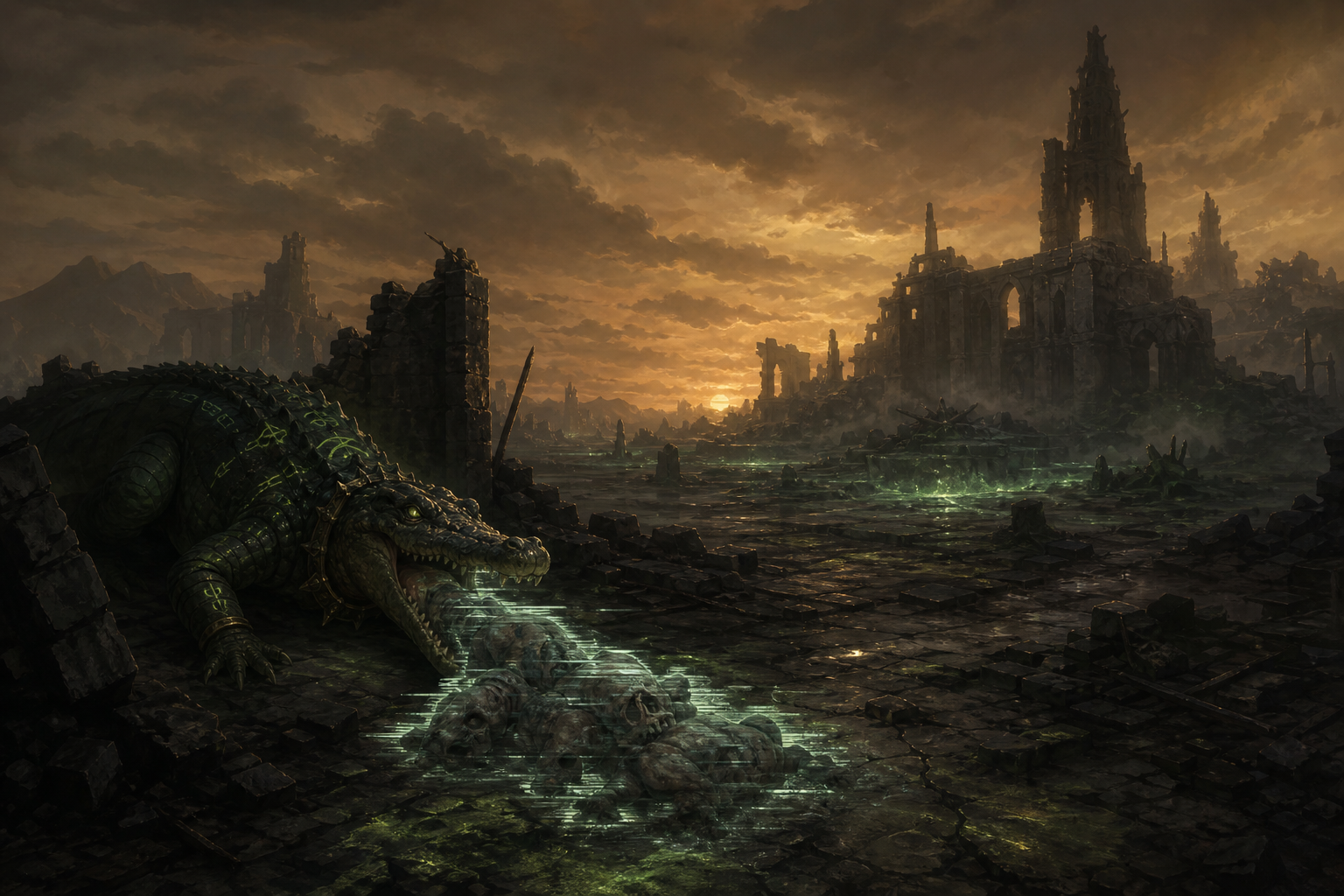 Drained battlefield aftermath with Barf and flickering planar meat